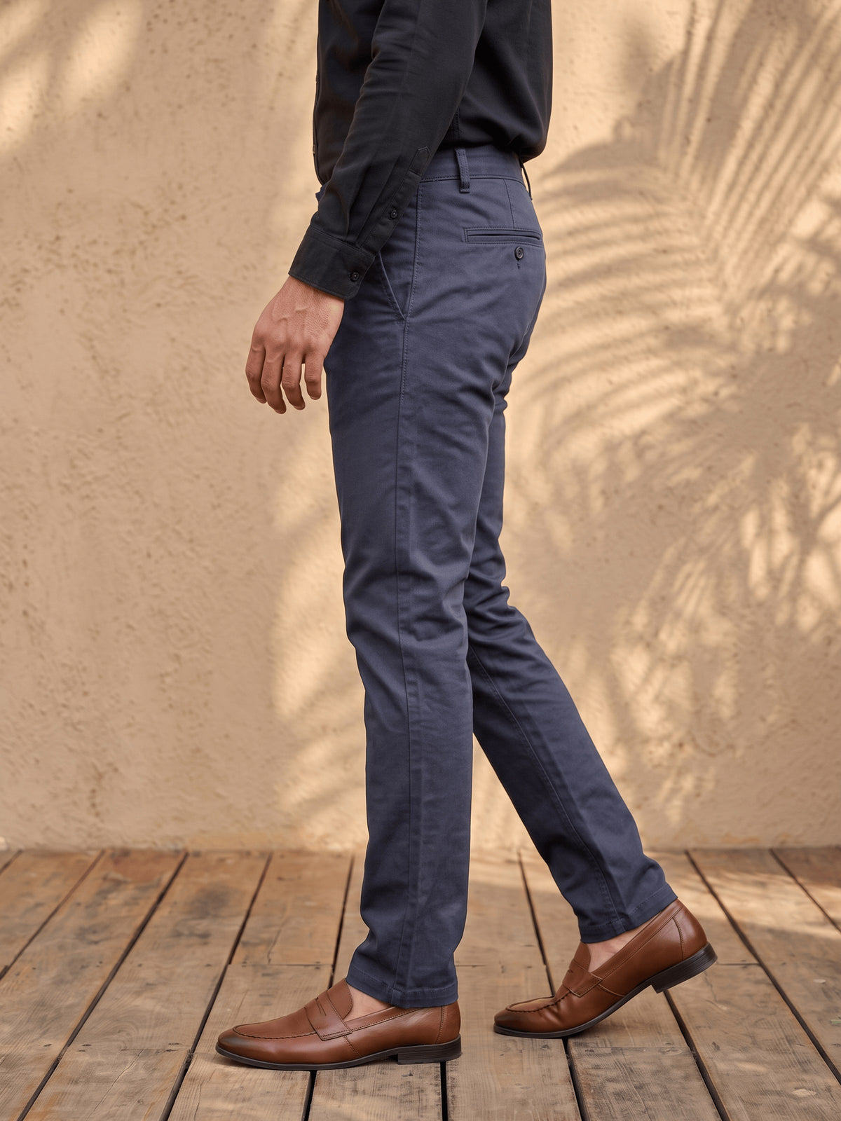 Dark Navy Cotton Stretch Slim Fit Trouser