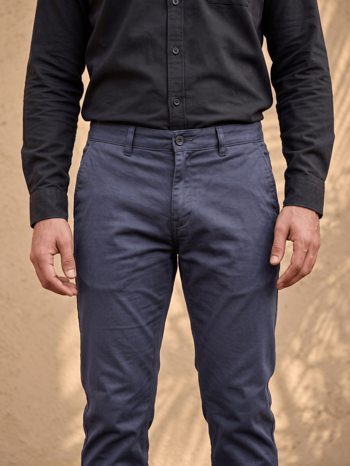 Dark Navy Cotton Stretch Slim Fit Trouser
