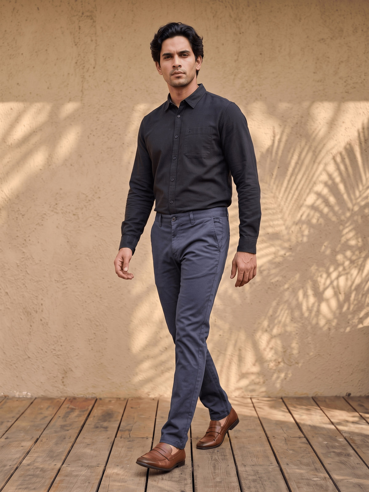 Dark Navy Cotton Stretch Slim Fit Trouser