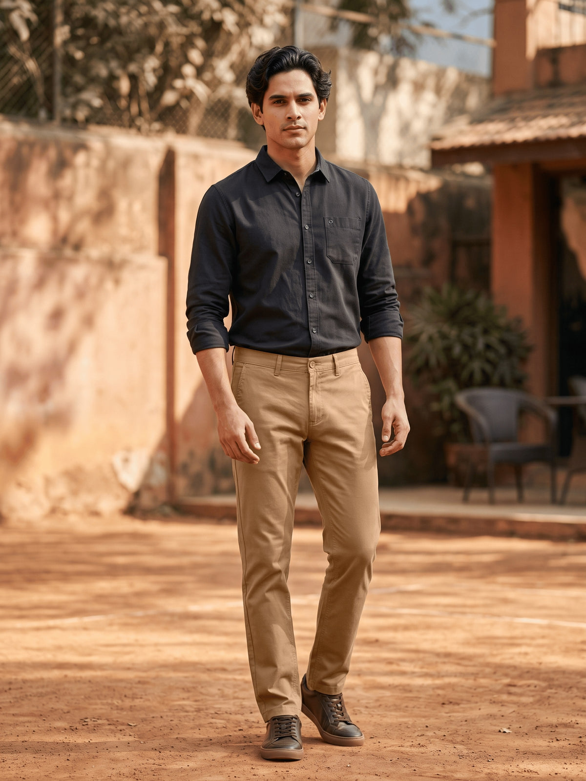 Khaki Cotton Stretch Slim Fit Trouser