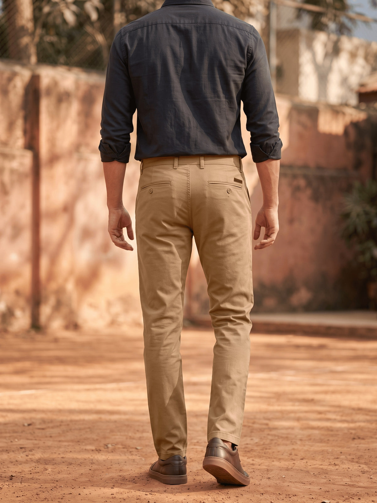 Khaki Cotton Stretch Slim Fit Trouser