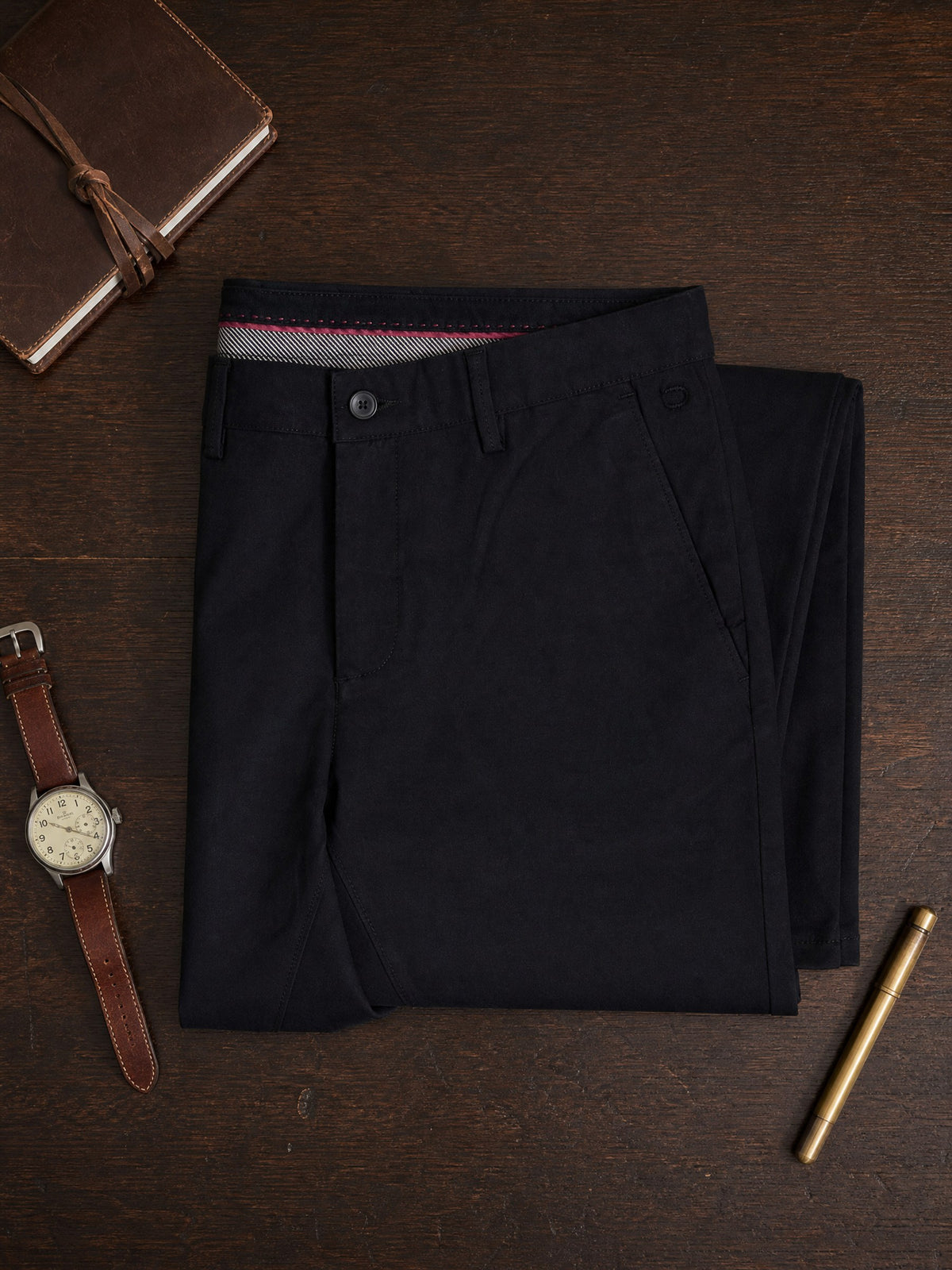 Black Cotton Stretch Slim Fit Trouser