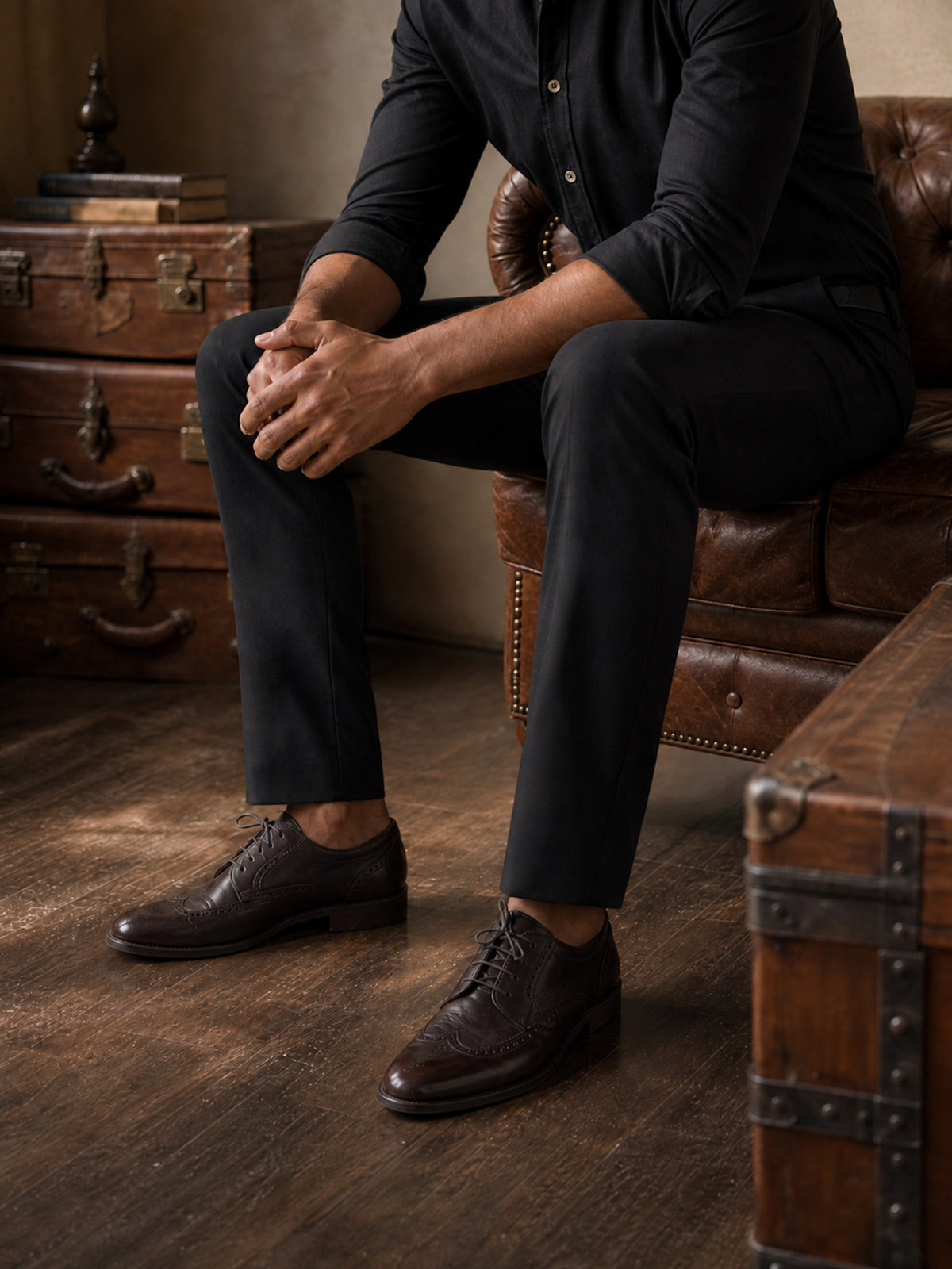 Black Cotton Stretch Slim Fit Trouser