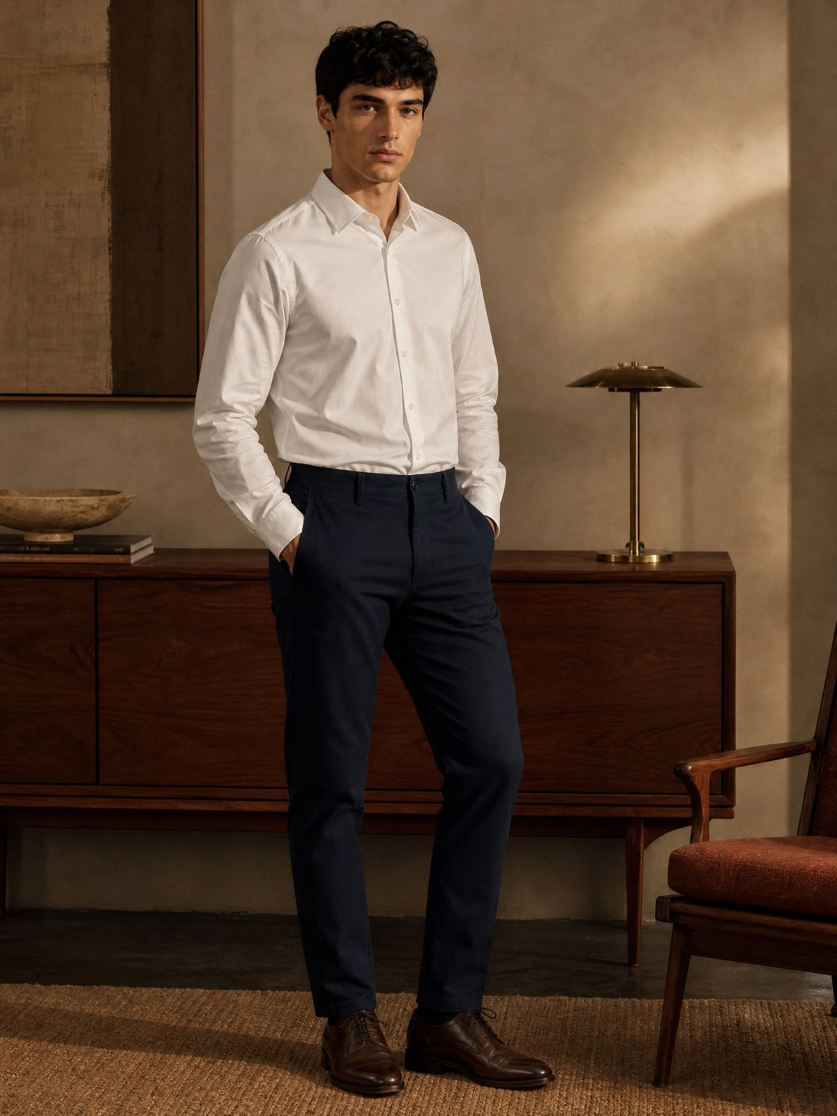 Navy Cotton Stretch Slim Fit Trouser