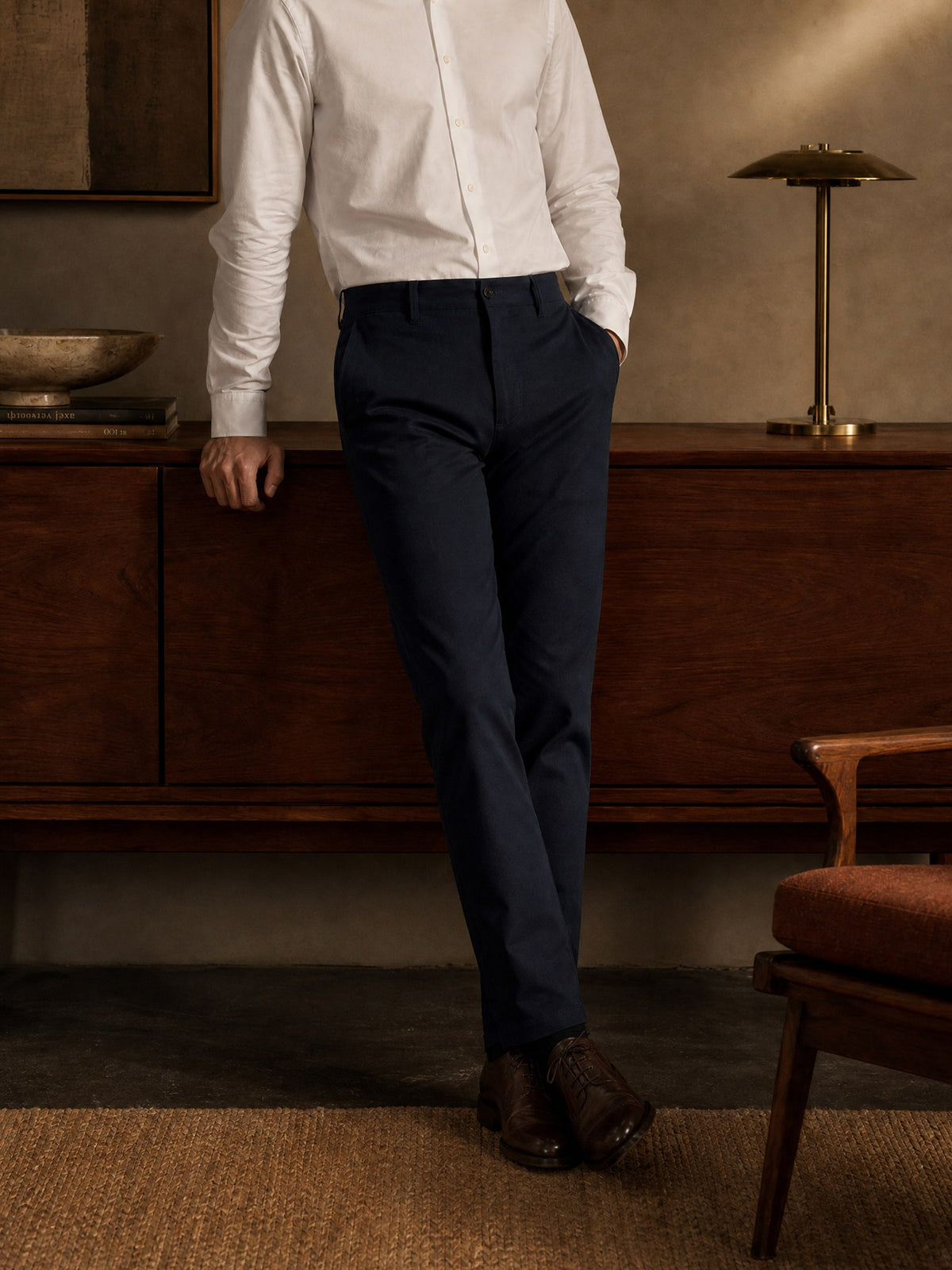 Navy Cotton Stretch Slim Fit Trouser