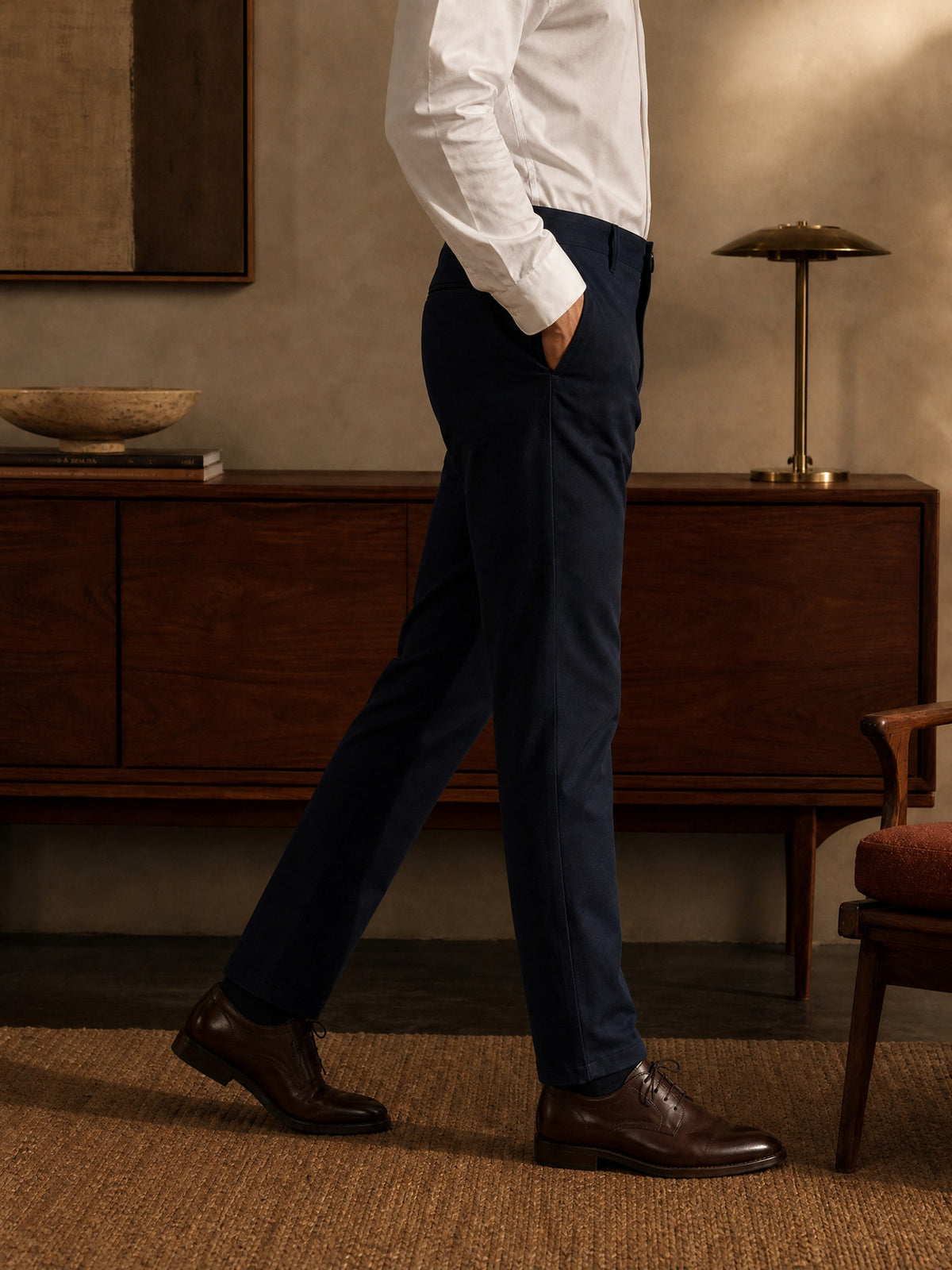 Navy Cotton Stretch Slim Fit Trouser
