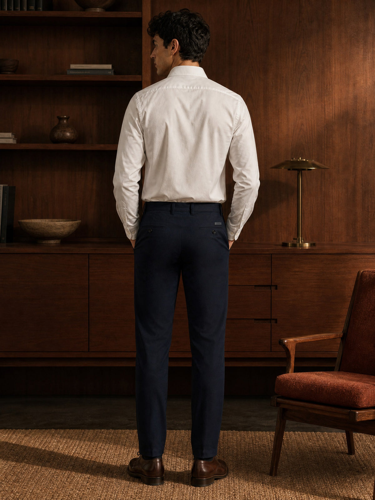 Navy Cotton Stretch Slim Fit Trouser