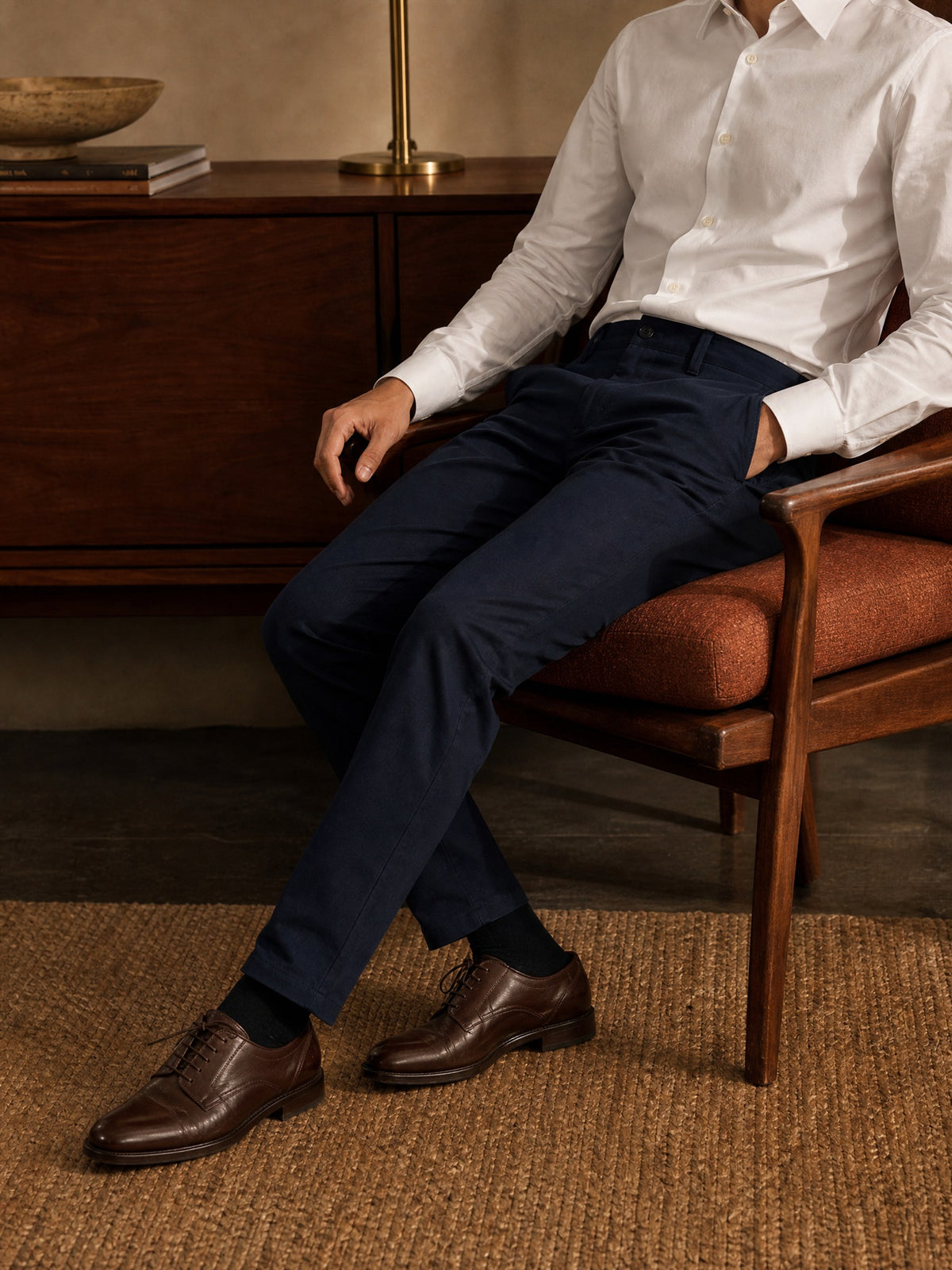 Navy Cotton Stretch Slim Fit Trouser