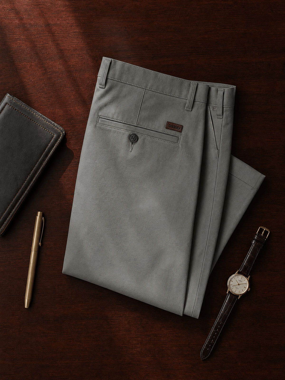 Light Grey Cotton Stretch Slim Fit Trouser