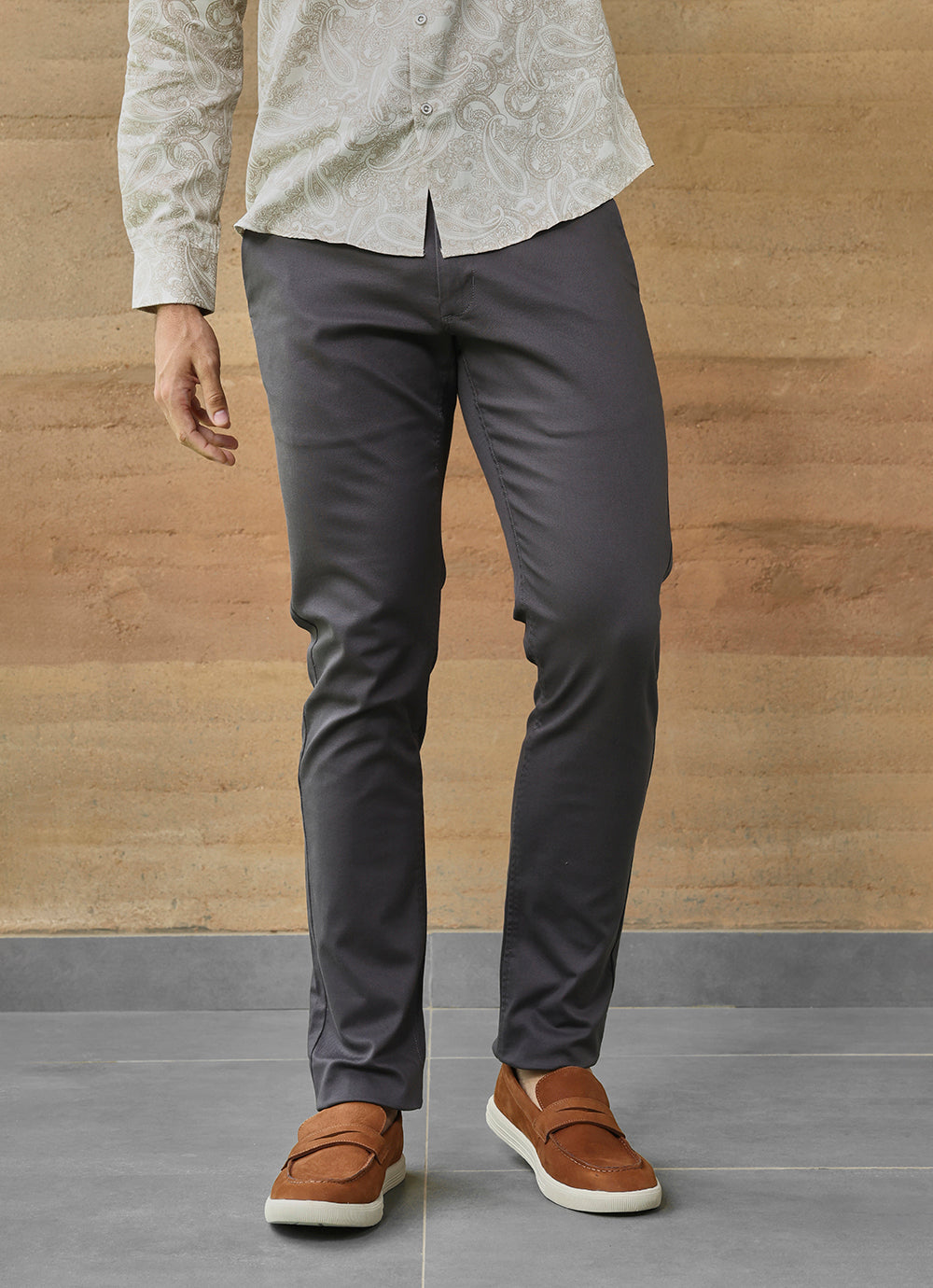 Dark Grey  Satin Slim Fit Trouser