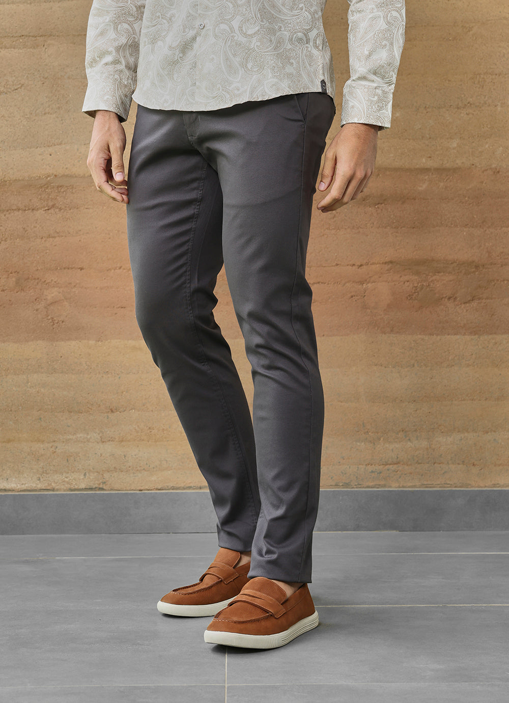 Dark Grey  Satin Slim Fit Trouser