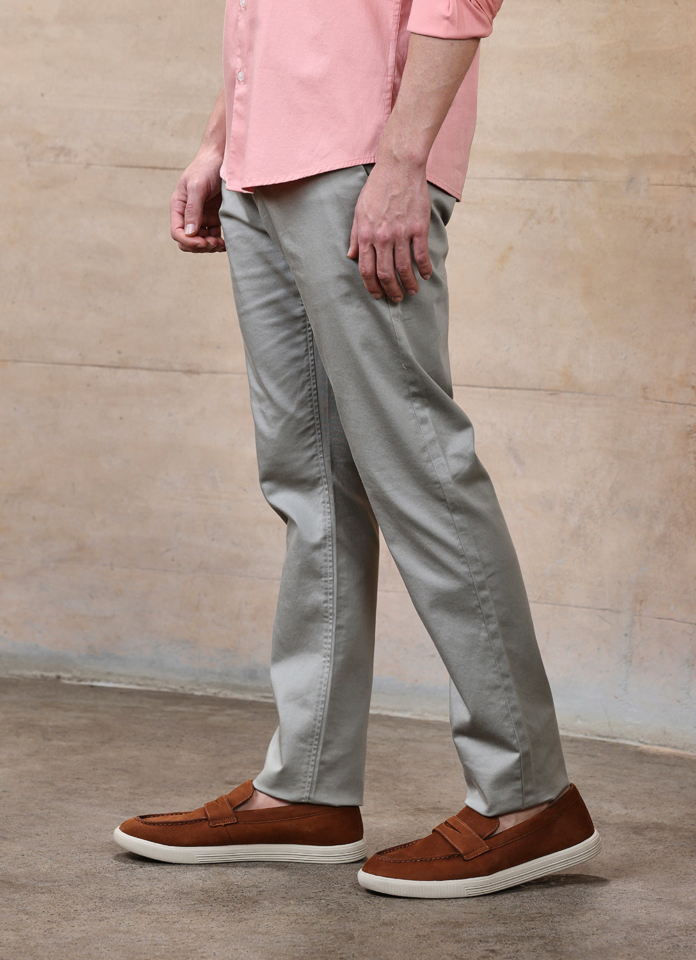 Olive  Satin Slim Fit Trouser