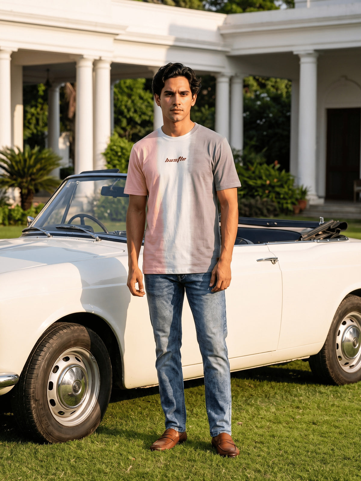 Pink Dip Dye Cotton Regular Fit Tshirt