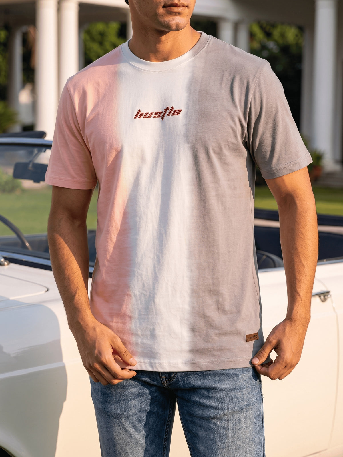 Pink Dip Dye Cotton Regular Fit Tshirt