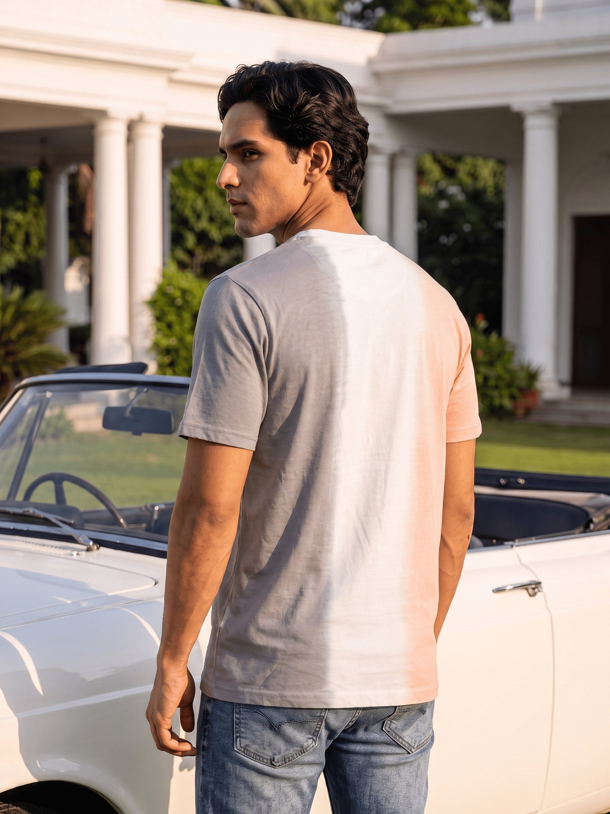 Pink Dip Dye Cotton Regular Fit Tshirt