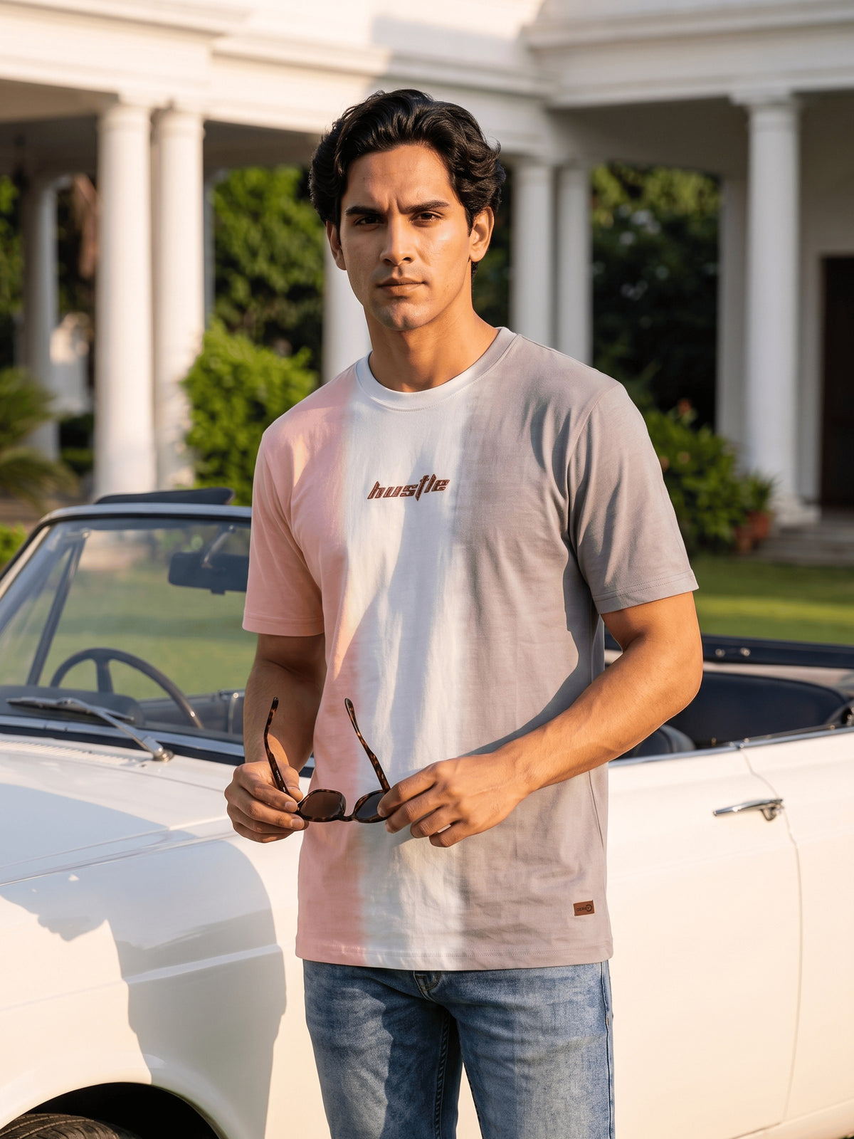 Pink Dip Dye Cotton Regular Fit Tshirt