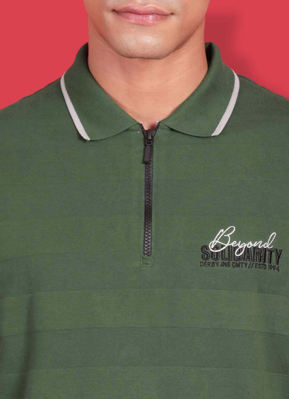 Green Polo Cotton Solid T-shirt