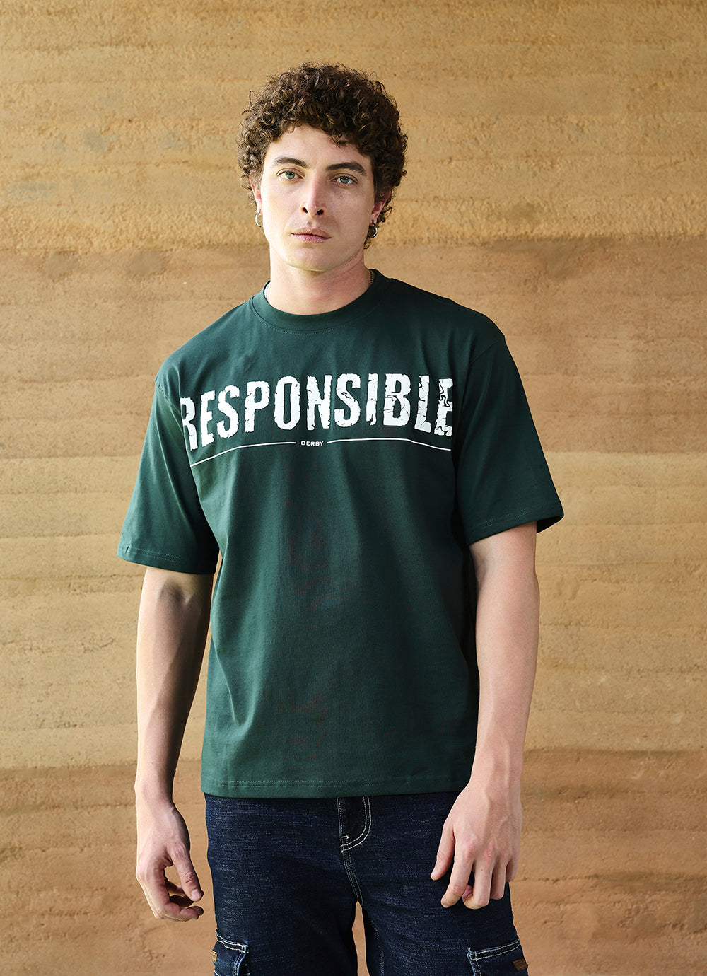 Green Round neck Cotton Oversized Fit Tshirt