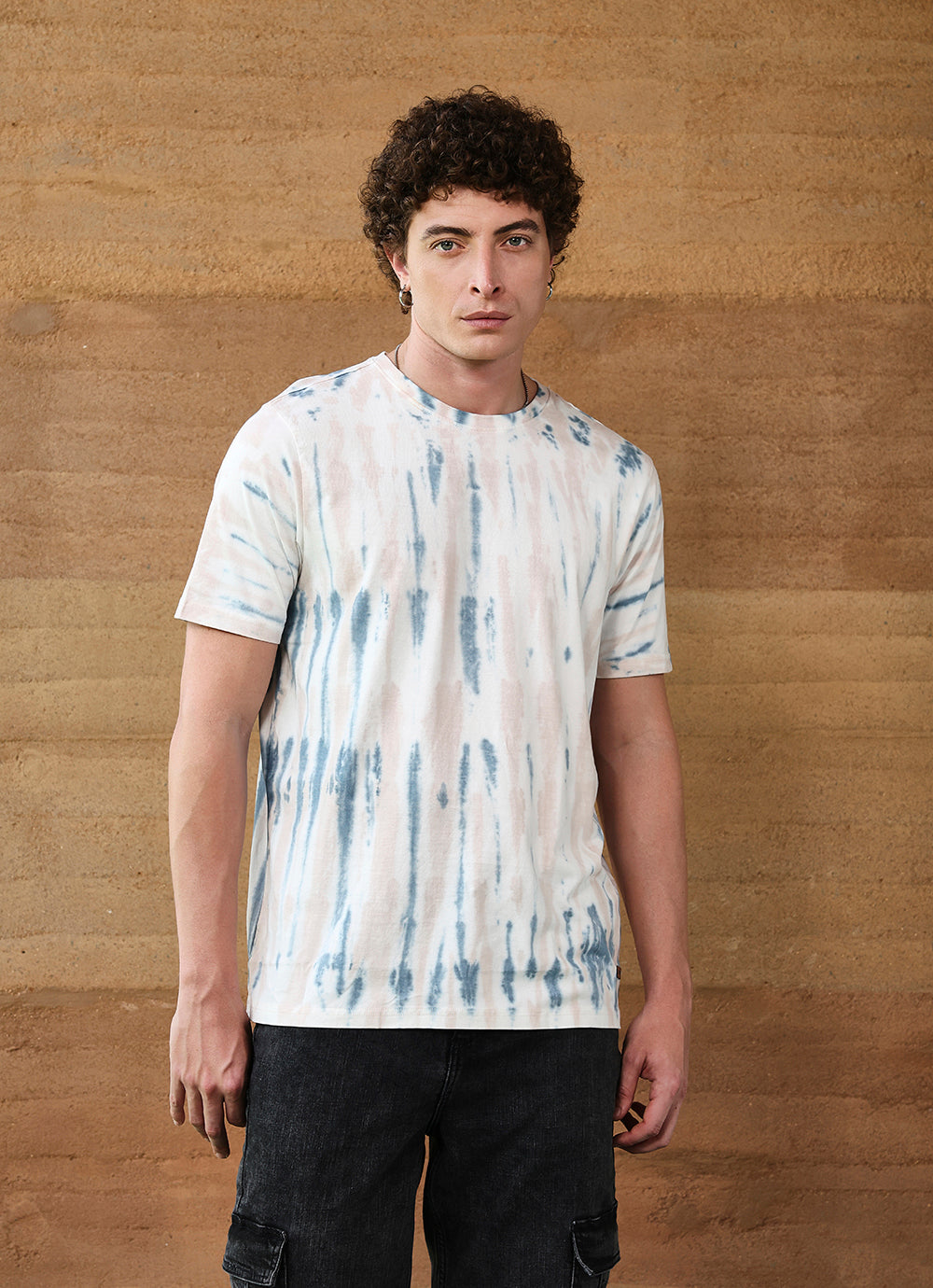 Teal Round neck Cotton Slim Fit Tshirt