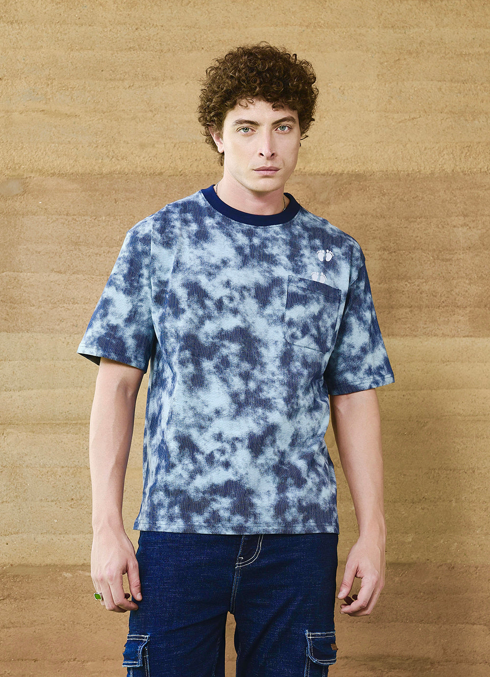 Navy Round neck Cotton Oversized Fit Tshirt
