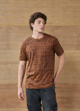 Brown Round neck Cotton Slim Fit Tshirt
