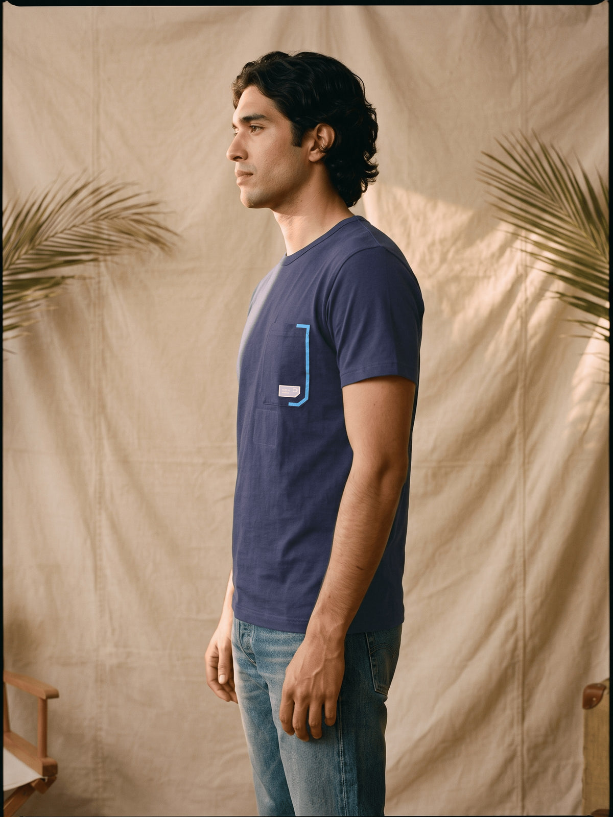 Navy Graphic Cotton Regular Fit Tshirt