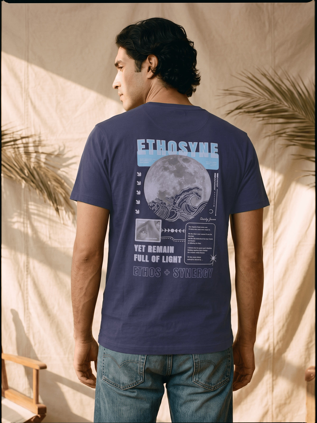 Navy Graphic Cotton Regular Fit Tshirt