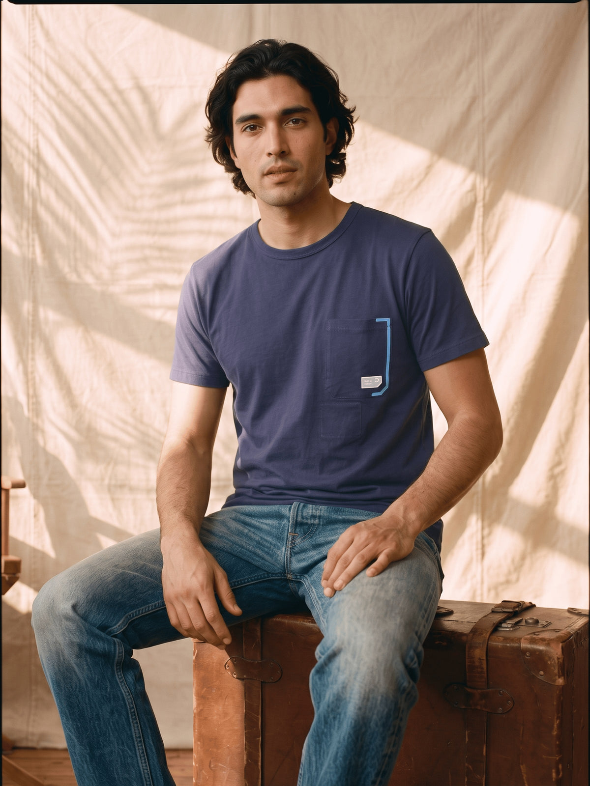 Navy Graphic Cotton Regular Fit Tshirt