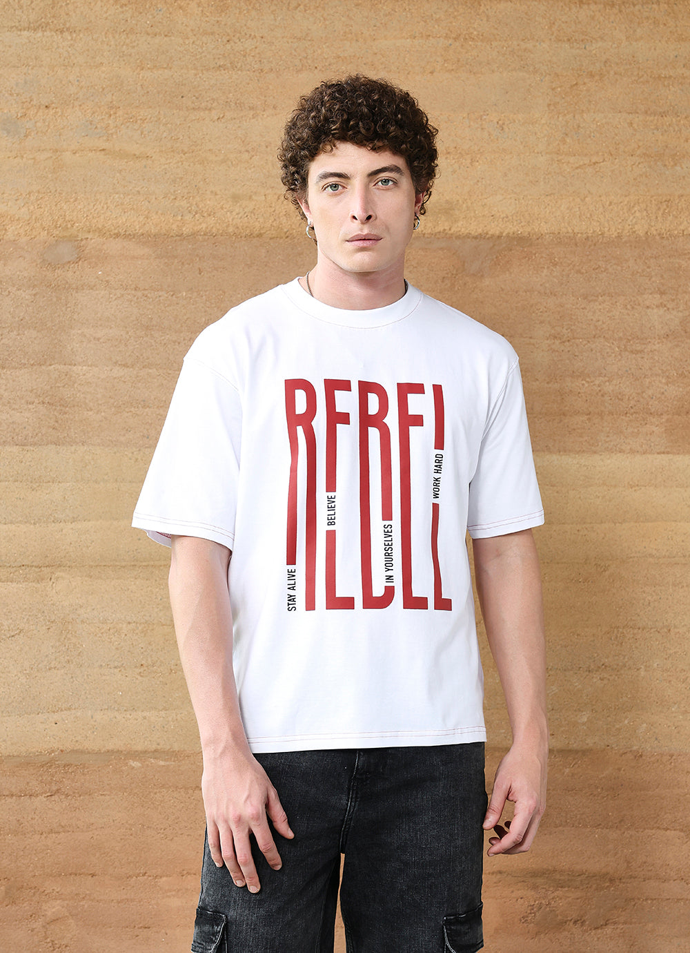 White Round neck Cotton Oversized Fit Tshirt