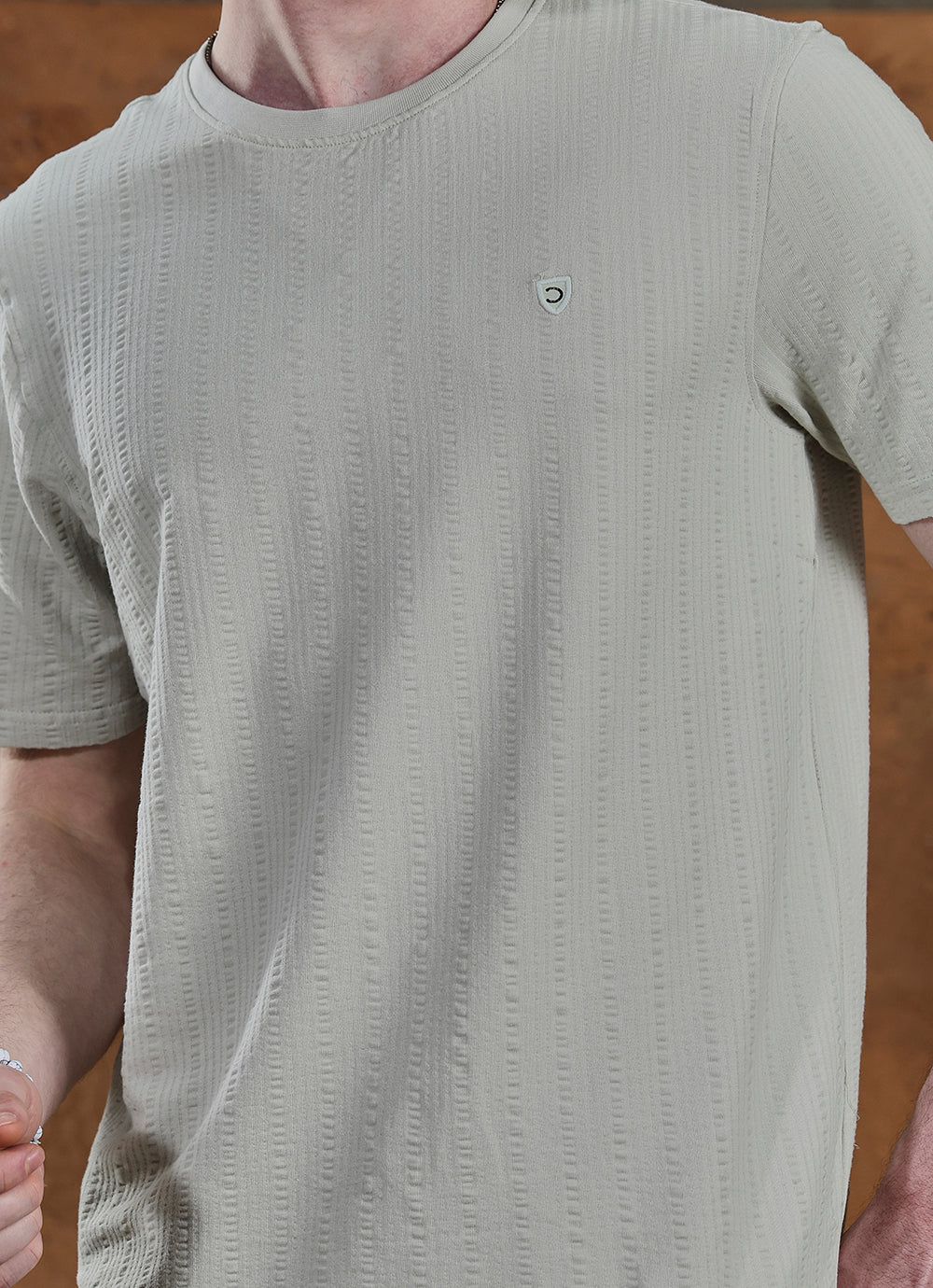 Skygrey Round neck Cotton Slim Fit Tshirt