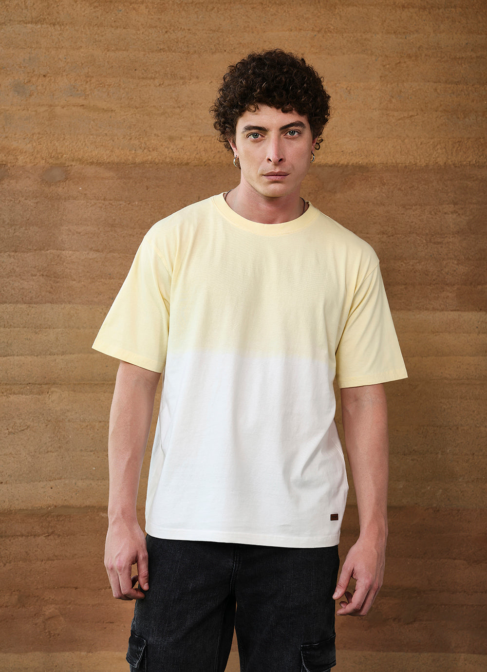 Yellow Round neck Cotton Oversized Fit Tshirt